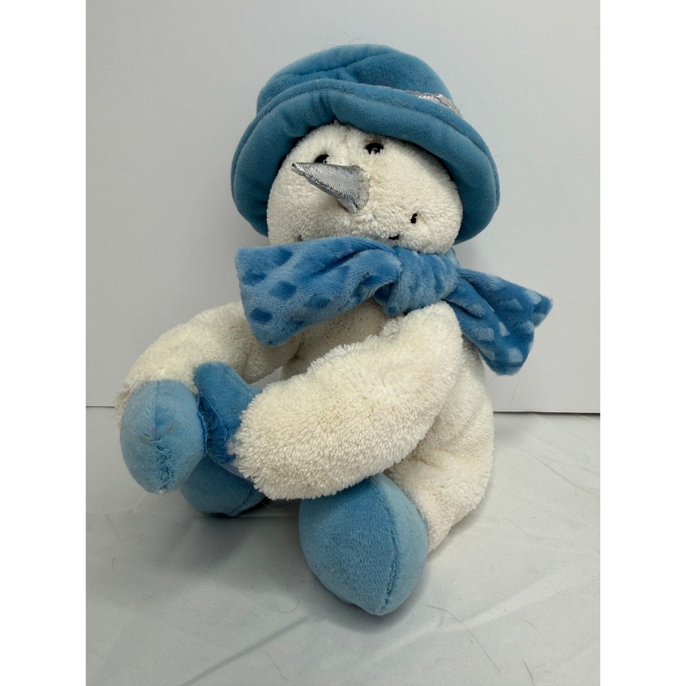 Dan Dee Snow Buddies Snowman Plush 10" Blue Hat Scarf Hands Christmas